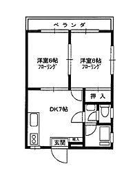 高崎ビル 1階2DKの間取り