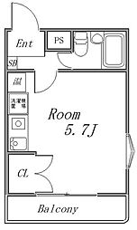 ジュネパレス多摩第1 3階ワンルームの間取り