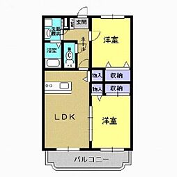 ユーミースカイハイツ 2階2LDKの間取り