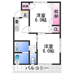ソルトテラス 3階2Kの間取り