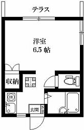 御殿山ハウスＡ 1階ワンルームの間取り
