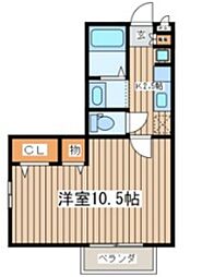 グレイスピーチ 2階1Kの間取り