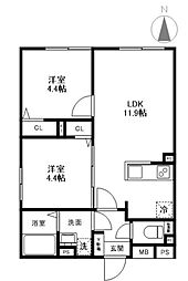マリオン杉並 2階2LDKの間取り