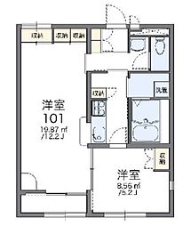 レオパレスキングマウンテンB 1LDKの間取図画像