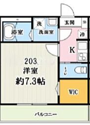 キャメル川越都Ｂ 2階1Kの間取り