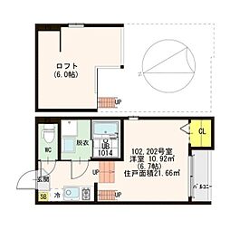 Osaka Metro谷町線 千林大宮駅 徒歩10分の賃貸アパート 1階1Kの間取り