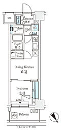 エル・セレーノ横浜 1DKの間取図画像