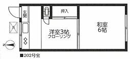 ふさみ荘 2階2Kの間取り