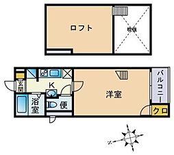 トリファイン草加 1Kの間取図画像