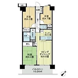 アリーナコースト壱番街 3階3LDKの間取り