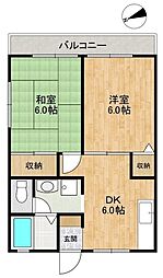 クレスト中山 2DKの間取図画像