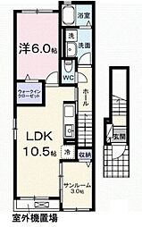 ル・トロ 2階1LDKの間取り
