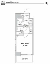 プライムアーバン大森 2階1Kの間取り