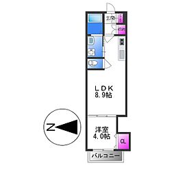 F asecia Carmel 2階1LDKの間取り