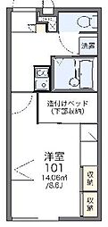 レオパレスリヴィエラ 1Kの間取図画像