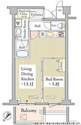 PRIME URBAN 東中野 COURT 2階1LDKの間取り