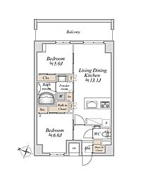 板橋本町ステーションレジデンス 2LDKの間取図画像