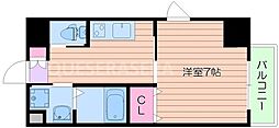 フルールアクアリオ 7階1Kの間取り