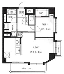 妙義坂マンション 12階1LDKの間取り