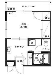 ファーストコート 1DKの間取図画像