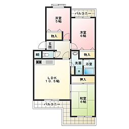 にゅ〜らいふ18 2階3LDKの間取り