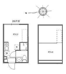 ハーモニーテラス浮間V ワンルームの間取図画像