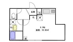 クレサージュ亀戸 4階ワンルームの間取り