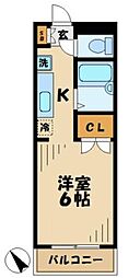 メイプルコート 1Kの間取図画像