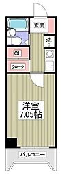 クレベール久米川 1Kの間取図画像