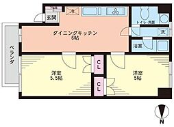 カースルいずみ 2DKの間取図画像