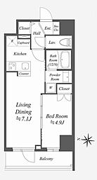 AlphaPrime東陽町 1LDKの間取図画像