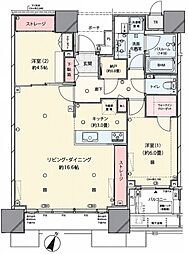 ドゥ・トゥールWEST棟 2LDKの間取図画像