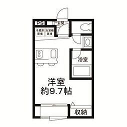 ボナチッタ1号棟 2階ワンルームの間取り