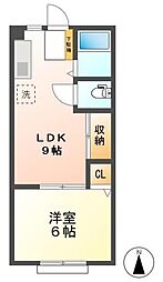 ハックベリーハイツ2 1LDKの間取図画像