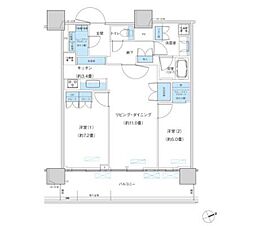 パークシティ柏の葉キャンパスザ・ゲートタワーウエスト 2LDKの間取図画像