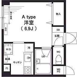セカンドウィスタリアヒルズ ワンルームの間取図画像