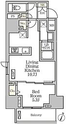 コートレジデンス南大塚 8階1LDKの間取り