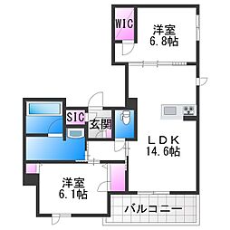 シャーメゾン 阪南 ガーデン 2LDKの間取図画像