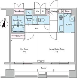 レジディア文京音羽2 1LDKの間取図画像