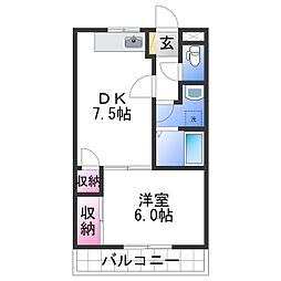 南海加太線 東松江駅 徒歩17分の賃貸マンション 2階1DKの間取り