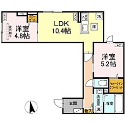 セレスティア東向島 1階2LDKの間取り