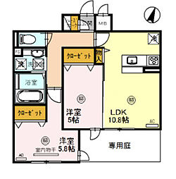 ヴィア・ラッテア 1階2LDKの間取り