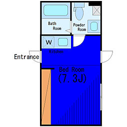 東急目黒線 大岡山駅 徒歩9分の賃貸マンション 地下1階ワンルームの間取り