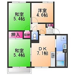 リベックス2号館 2階3DKの間取り