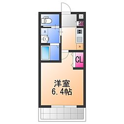 ALEGRIA津久野South 2階1Kの間取り