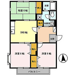 和歌山電鐵貴志川線 神前駅 徒歩13分の賃貸アパート 2階3DKの間取り