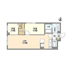 ウェルスクエア西新宿五丁目 2階2LDKの間取り