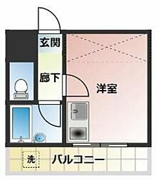 マツドカサベラ六番館 ワンルームの間取図画像