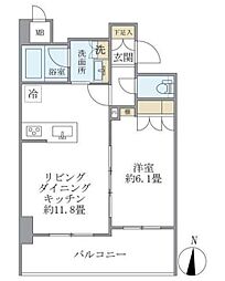 レクシード両国駅前 1LDKの間取図画像