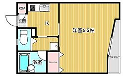 ウィンディ世田谷I 2階1Kの間取り